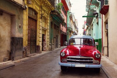 Tableau  Vieille voiture classique dans les rues de La Havane, Cuba