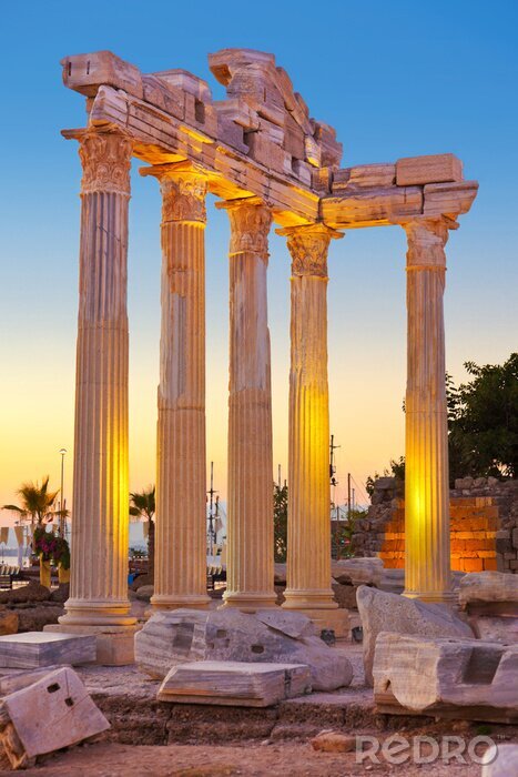 Tableau  Vieilles ruines à Side, Turquie au coucher du soleil