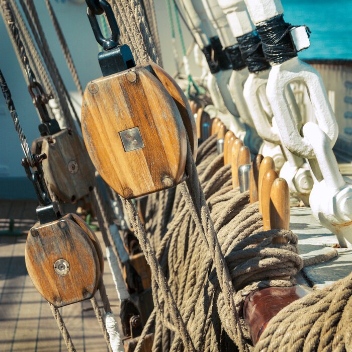 Tableau  vieux bateau à voile - aborder et cordes