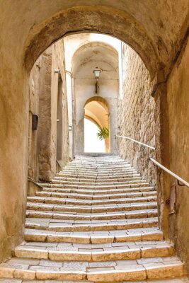 Tableau  Vieux, pierre, marches, voûte, médiéval, village, Pitigliano, Toscane, Italie