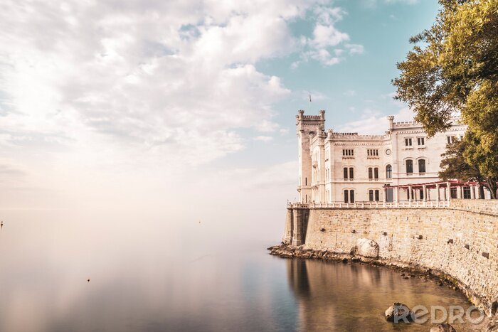 Tableau  View of Miramare castle on the gulf of Trieste, Italy