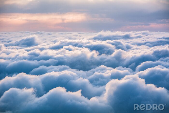Tableau  View of the clouds from above at dawn