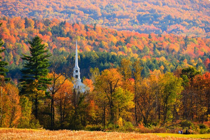 Tableau  Village Rural Vermont pendant la haute saison de feuillage.