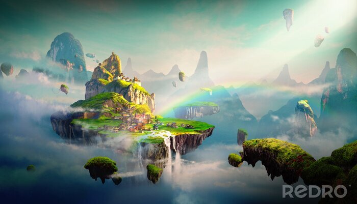 Tableau  Ville fantastique sur les nuages