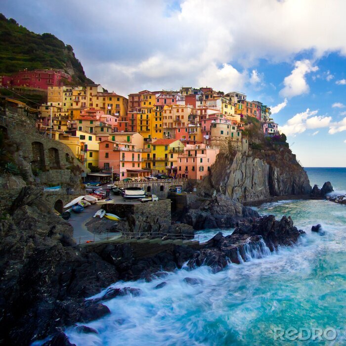 Tableau  Ville italienne au bord de la mer