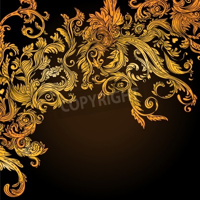 Tableau  Vintage background motif baroque brun, illustration vectorielle