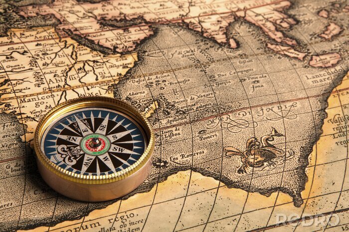 Tableau  Vintage boussole et vieille carte