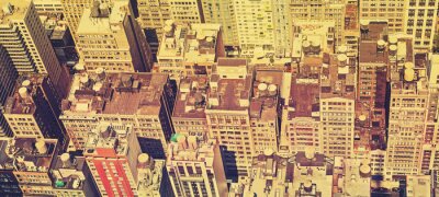 Tableau  Vintage filtré vue panoramique sur les toits de Manhattan.