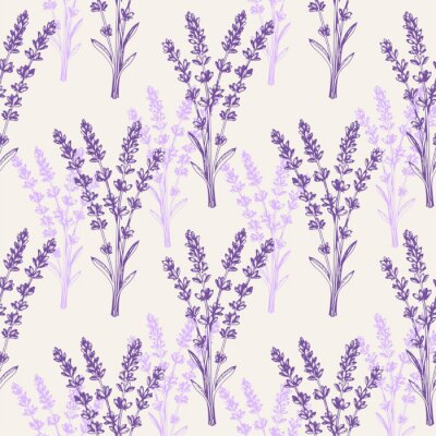 Papier peint à motif  Vintage seamless pattern with lavender flowers.