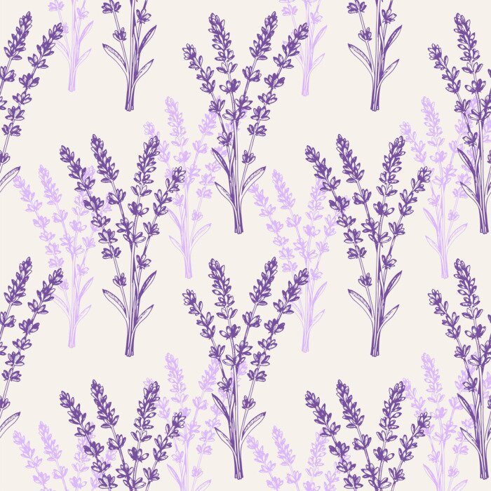 Tableau  Vintage seamless pattern with lavender flowers.