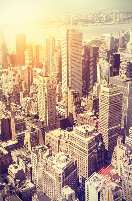 Tableau  Vintage tonique coucher de soleil sur Manhattan, NYC.