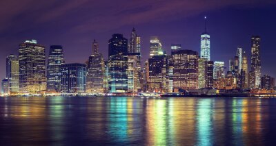 Vintage, tonique, Manhattan, Horizon, nuit, NYC, USA