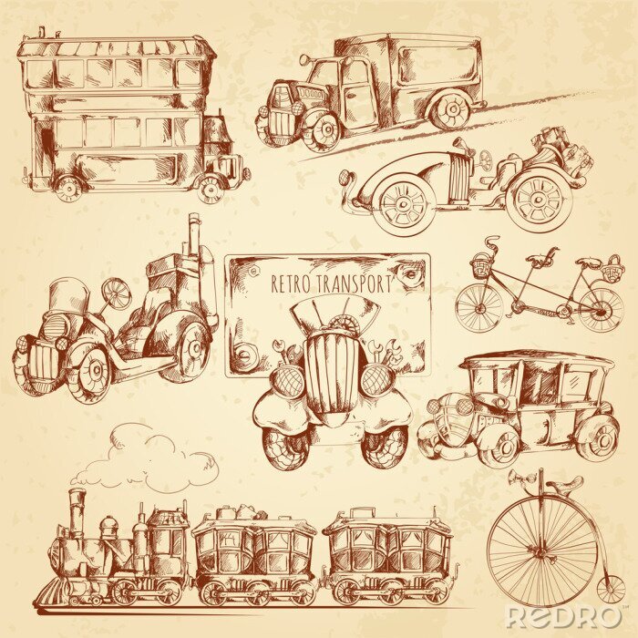 Tableau  Vintage Transport Sketch