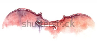 Tableau  violon aquarelle se fanent lavage humide abstrait isolé sur fond blanc avec un masque d'écrêtage