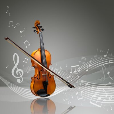 Violon et violon bâton avec des notes de musique
