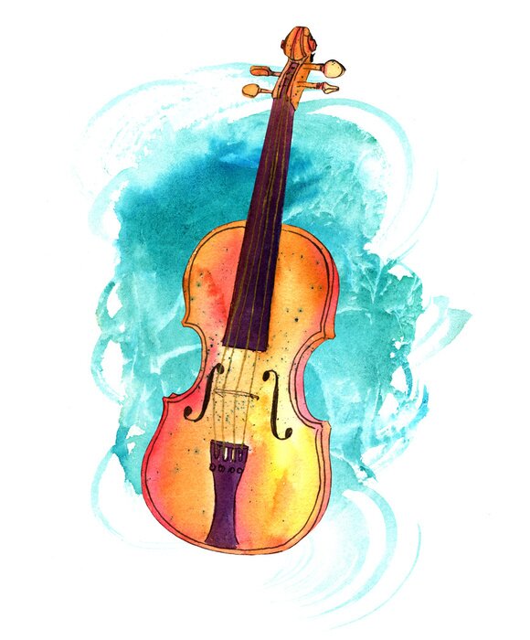 Tableau  Violon vintage avec texture aquarelle et copyspace