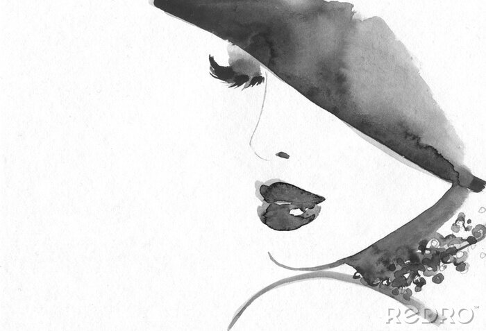 Tableau  Visage d'une femme avec un chapeau