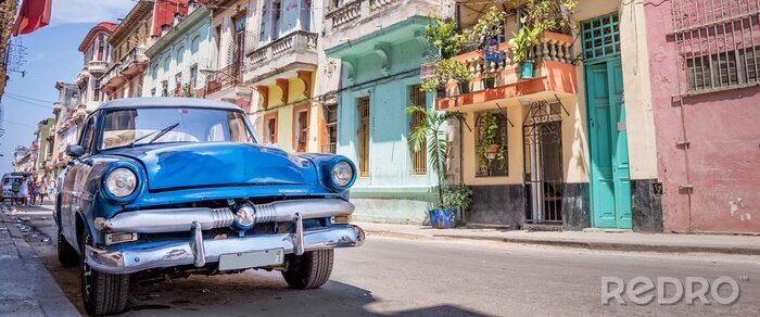 Tableau  Voiture bleue à Cuba