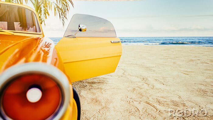 Tableau  Voiture rétro sur la plage