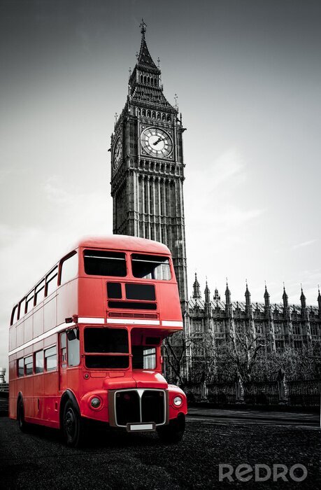 Tableau  Vor Roter Londonien Bus Big Ben