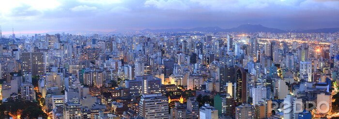 Tableau  Vue aérienne de Sao Paulo dans la nuit