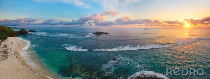 Tableau  Vue d'une plage exotique au coucher du soleil