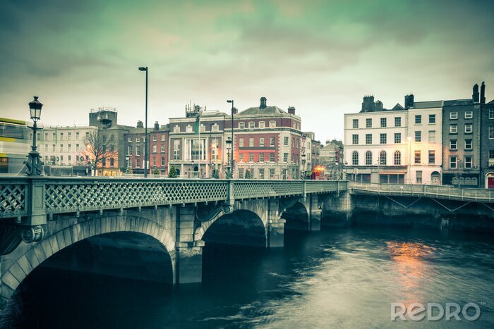Tableau  Vue de style de cru de Dublin Irlande Grattan pont