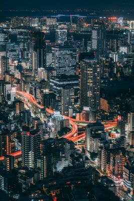 Tableau  Vue nocturne de la ville de Tokyo