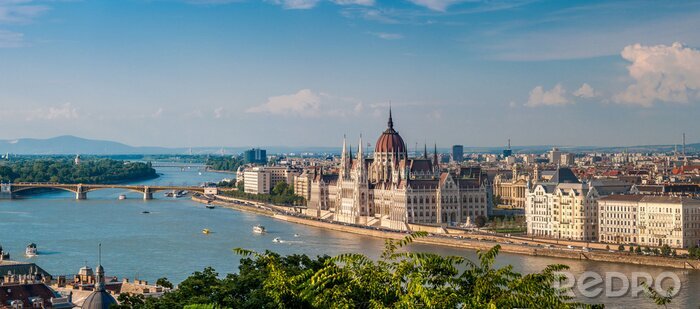 Tableau  Vue panoramique au parlement Danube à Budapest