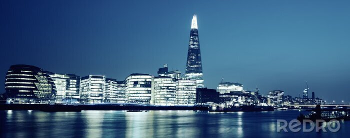 Tableau  Vue panoramique de la nouvelle mairie de Londres la nuit