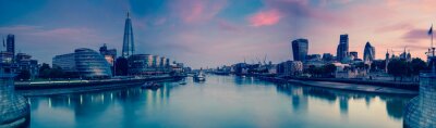 Tableau  Vue panoramique sur Londres et Thames au crépuscule, de la Tour Brid
