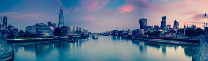 Tableau  Vue panoramique sur Londres et Thames au crépuscule, de la Tour Brid