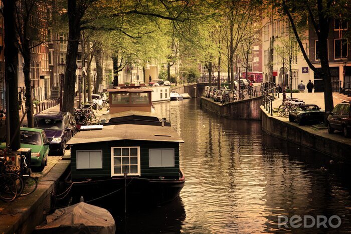 Tableau  Vue sur le bateau d'Amsterdam