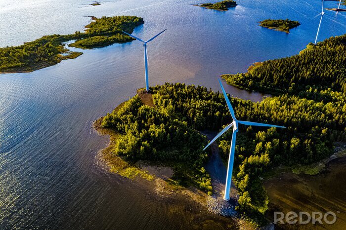 Tableau  Windräder an Finnlands Westküste aus der Luft