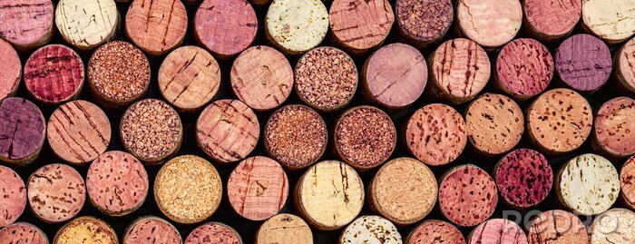Tableau  Wine corks Pattern. Various wooden wine corks  as a Background. Food and drink concept .