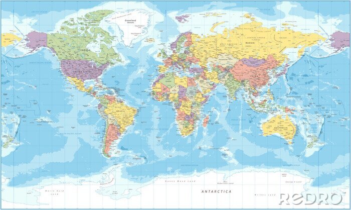 Tableau  World Map - Political - Vector Detailed Illustration