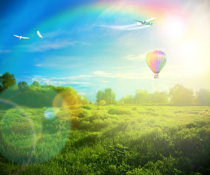 Tableau  Belle image de la magnifique coucher de soleil avec les nuages ​​atmosphériques et s
