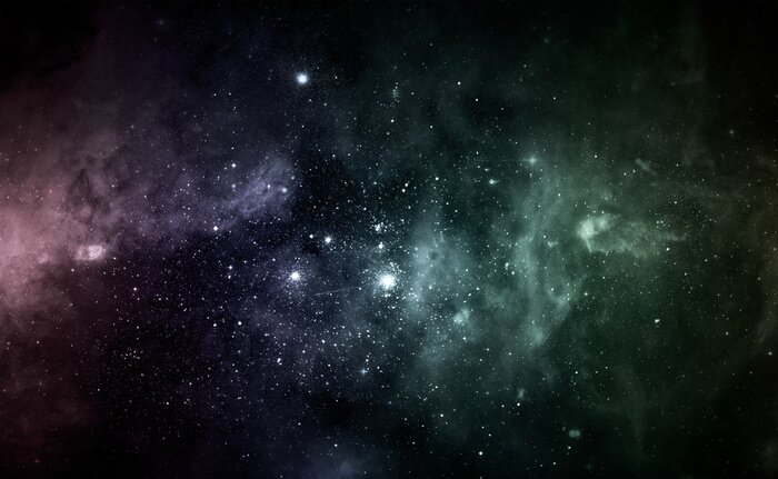 Tableau  Étoiles avec des nuages ​​verts, bleus et rouges