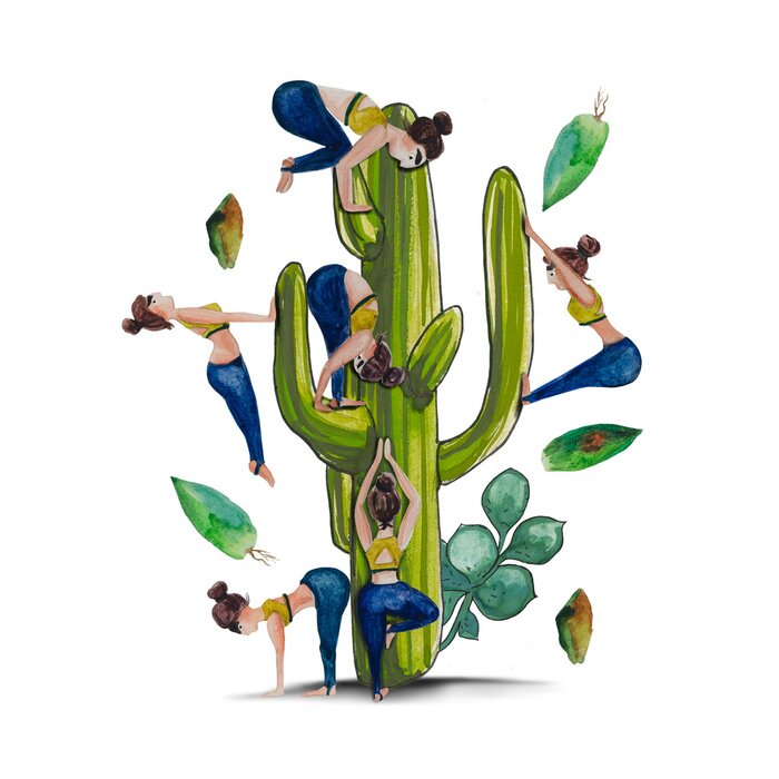 Tableau  Yoga et cactus