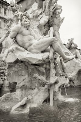 Tableau  Zeus et la Fontaine des Quatre Fleuves à Rome