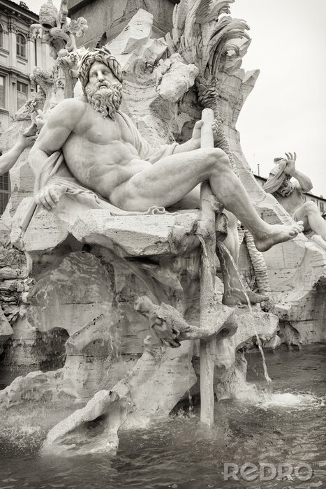 Tableau  Zeus et la Fontaine des Quatre Fleuves à Rome